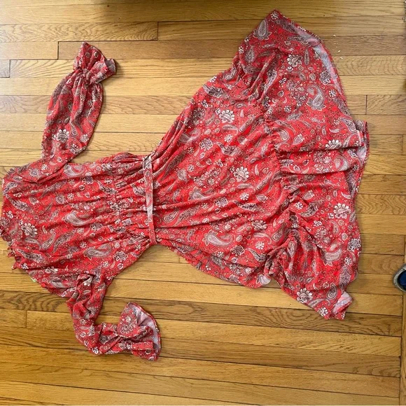 Flying Tomato Red Paisley Long Sleeve Dress - Picture 4 of 4